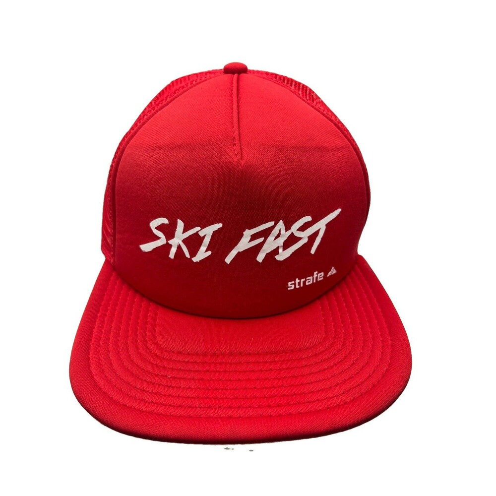 Strafe Outerwear Ski Fast Graphic OTTO Red Foam Trucker Hat Snapback